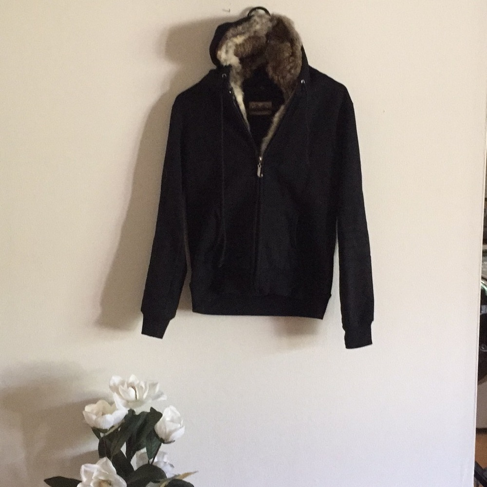 Juicy Couture Rabbit Fur Hooded Sweatshirt